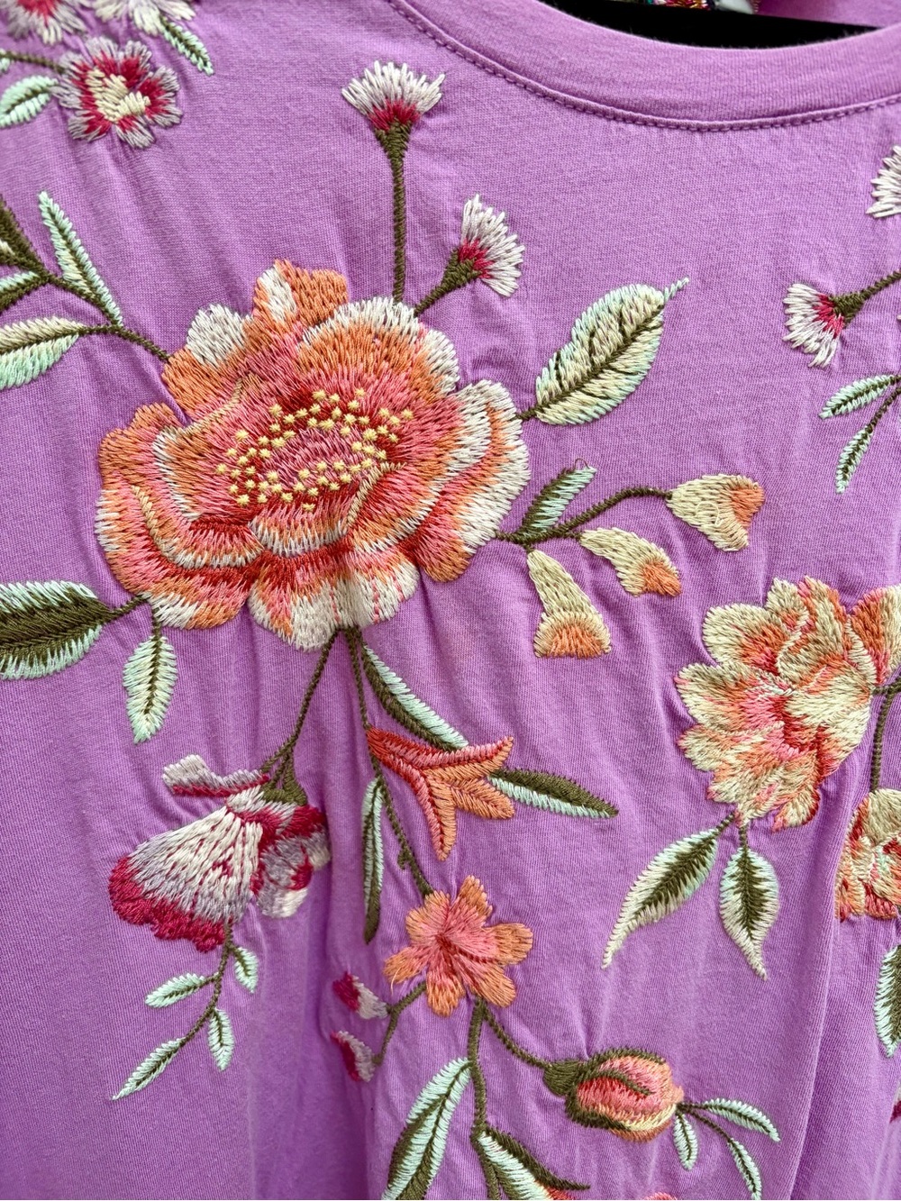 Johnny Was Embroidered Floral Long-Sleeve Top - pink coral - Picture 3 of 6